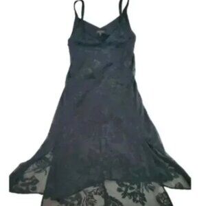 rag & bone Colette Slip Midi Velvet Floral V neck Dress Black L